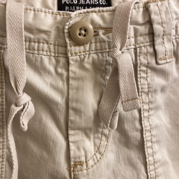Ralph Lauren Polo Jeans Co. Size 6 Beige Drawstring Waist Roll Tab Cargo Shorts - Picture 3 of 7